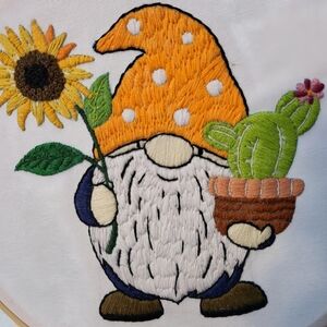 Embroidered Gnome Decor with Orange Hat